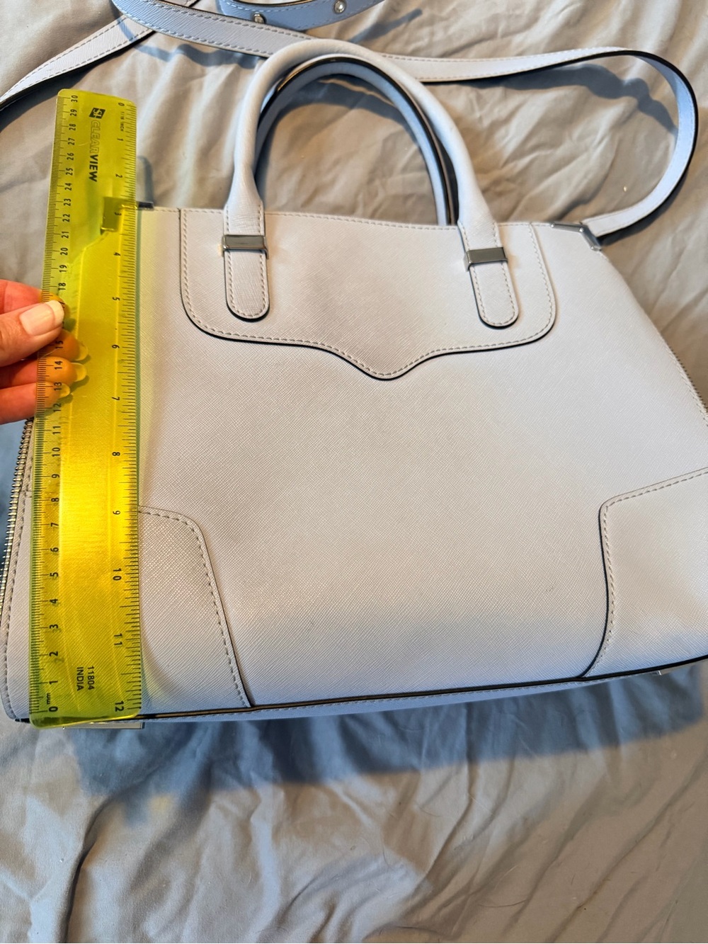 Rebecca Minkoff Light Blue Structured Top-Handle Crossbody Bag - Picture 8 of 10